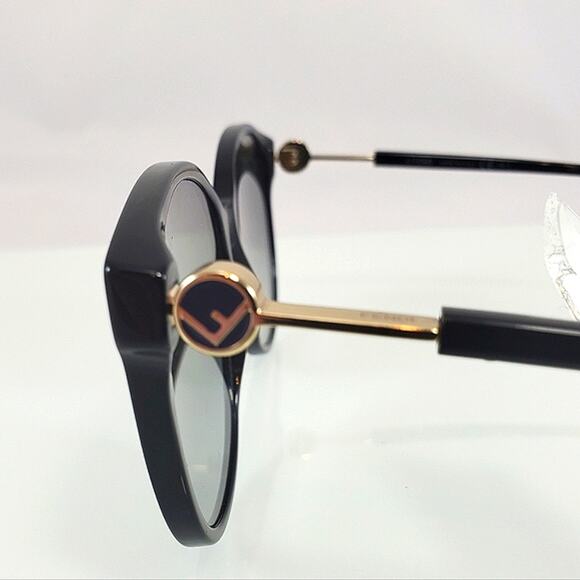 NWT$325 FENDI FF Black Grey Shaded Round 0412/S 203274 (807 9O) 58mm Sunglasses main image 15